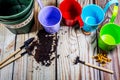 plastic and metal pots, and Gardening tools.