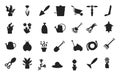 Gardening tools flat style silhouettes vector Royalty Free Stock Photo