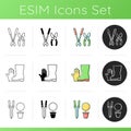 Gardening tools icons set