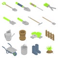 Gardening tools icons set, isometric style Royalty Free Stock Photo