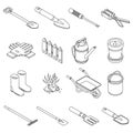 Gardening tools icons set vector outine Royalty Free Stock Photo