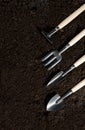 Gardening tools and peat Royalty Free Stock Photo