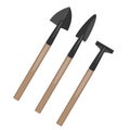 vector gardening tools, rakes and shovels, earthwork tools, vegetable garden