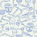 Gardening tools seamless pattern