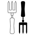 Gardening tools set of hand forks outline and negative negative outline simple minimalistic flat design vector illustration Royalty Free Stock Photo