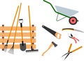 Gardening tools set on white background - vector illustration Royalty Free Stock Photo