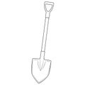 Gardening tools shovel outline icons. Black and white. Royalty Free Stock Photo