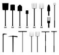 Gardening tools silhouettes