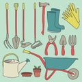Gardening Tools Vector Set Illustration Isolated