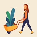 Gardening vector, farm woman