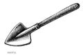 Gardening vintage vector illustrations collection. Black and white shovel.