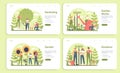 Gardening web banner or landing page set. Idea of horticultural