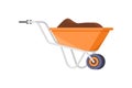 Gardening wheelbarrow full of soil for farming work isometric vector agriculture push cart