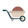 Gardening, wheelbarrow with soil tool flat icon style