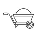 Gardening, wheelbarrow with soil tool line icon style