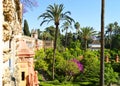 Romantic gardens of the Alcazar of Seville, Andalusia, Spain Royalty Free Stock Photo