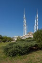 Gardens around the Muslim Mersin Mosque with six minarets