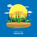 Gardens by the Bay Singapore Garden City illustration design.ve