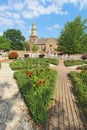 Gardens at Colonial Williamsburg in front of Bruton Parish Church vertical Royalty Free Stock Photo