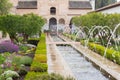 Gardens and fountain of generalife in granada