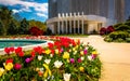 Gardens in front of the Washington DC Mormon Temple in Kensington, Maryland.