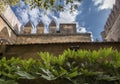 Gardens inside access to homage tower, It is a fortitude of Moslem origin, it was a Roman fort and the current building has