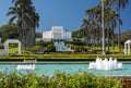 Gardens of Laie Hawaii Temple of the church of the latter day saints on Oahu Royalty Free Stock Photo