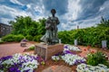 Gardens and monument in Nashua, New Hampshire. Royalty Free Stock Photo