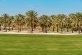 Gardens with palm trees inside the Sultan Qaboos Grand Mosque, Oman Royalty Free Stock Photo