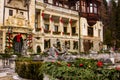 The gardens of Peles Castle decorated for Christmas Royalty Free Stock Photo