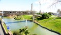 Gardens with pond in La Nova Icaria, Barcelona