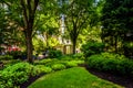 Gardens seen at Norman B. Leventhal Park in Boston, Massachusetts. Royalty Free Stock Photo