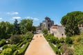 Gardens surrounded by castles under sunlight in Tomar in Portugal