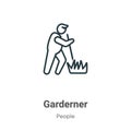 Garderner outline vector icon. Thin line black garderner icon, flat vector simple element illustration from editable people