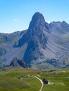 Gardetta - Scenic mtb trail with view of Rocca La Meja on the Italy French border in Maira valley in the Cottian Alps, Piedmont Royalty Free Stock Photo