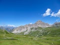 Gardetta - Scenic mtb trail with view of Rocca La Meja on the Italy French border in Maira valley in the Cottian Alps, Piedmont Royalty Free Stock Photo