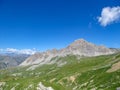 Gardetta - Scenic mtb trail with view of Rocca La Meja on the Italy French border in Maira valley in the Cottian Alps, Piedmont Royalty Free Stock Photo