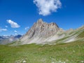 Gardetta - Scenic mtb trail with view of Rocca La Meja on the Italy French border in Maira valley in the Cottian Alps, Piedmont Royalty Free Stock Photo