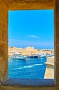 Vittoriosa marina through Gardjola window, Senglea, Malta