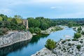 Gardon river beneath Pont du Gard, Nimes, France