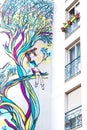 Garffiti painting over the facade of the building in Paris, France Royalty Free Stock Photo