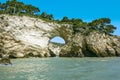 Gargano coast: San Felice arch Architello. Vieste, San Felice arch rock bay, Gargano peninsula, Apulia, southern Italy Royalty Free Stock Photo