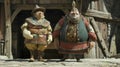 Gargantua and Pantagruel in the form of animated characters, AI generated