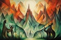 Gargantuan giants roaming the mountains - Generative AI
