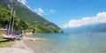 Gargnano beach at coastline lake Gardasee, italy Royalty Free Stock Photo