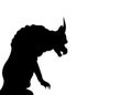 Gargoyle Chimera silhouette of Notre-Dame de Paris, gothic guardians architectural elements, vintage statue medieval, isolated Royalty Free Stock Photo