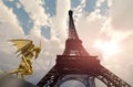 Gargoyle and Eiffel Tower Royalty Free Stock Photo