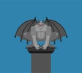 Gargoyle isolated. Stone demonic character, monster. Fantastic architectural object