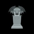 Gargoyle isolated. Stone demonic character, monster. Fantastic architectural object