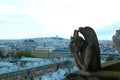 Gargoyle Looking Over Paris from Notre Dame Cathedral. Paris, France Royalty Free Stock Photo